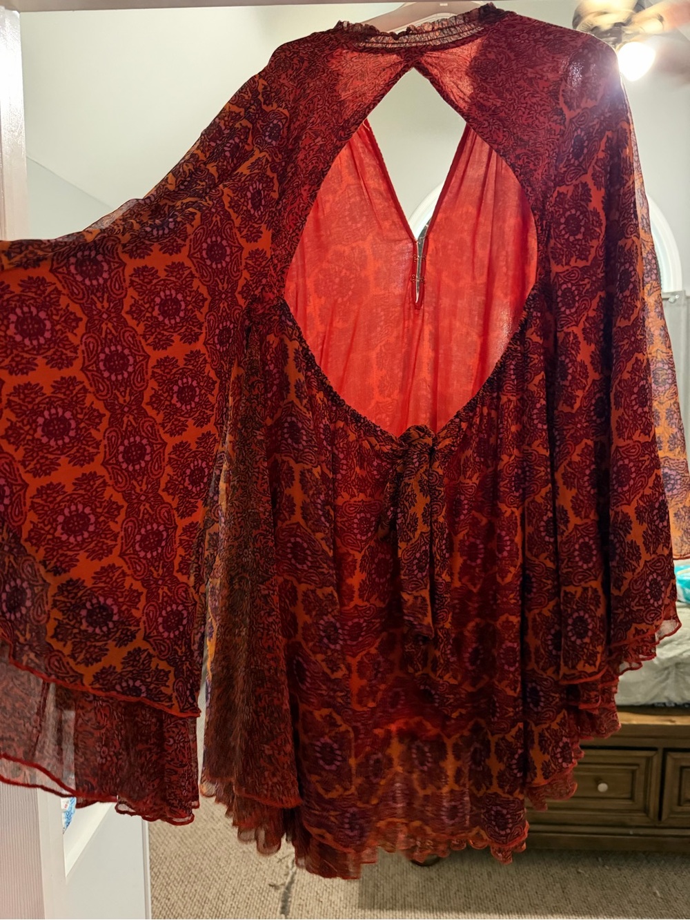 Free people Women’s Orange Floral Boho dress - Picture 2 of 4